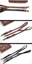 Load image into Gallery viewer, Brown Leather Suspenders Mens Suspenders Groomsmen Suspenders
