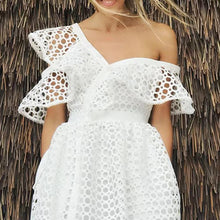 Load image into Gallery viewer, Mid-Calf Hollow Half Sleeve A-Line Plain Women&#39;s Dress
