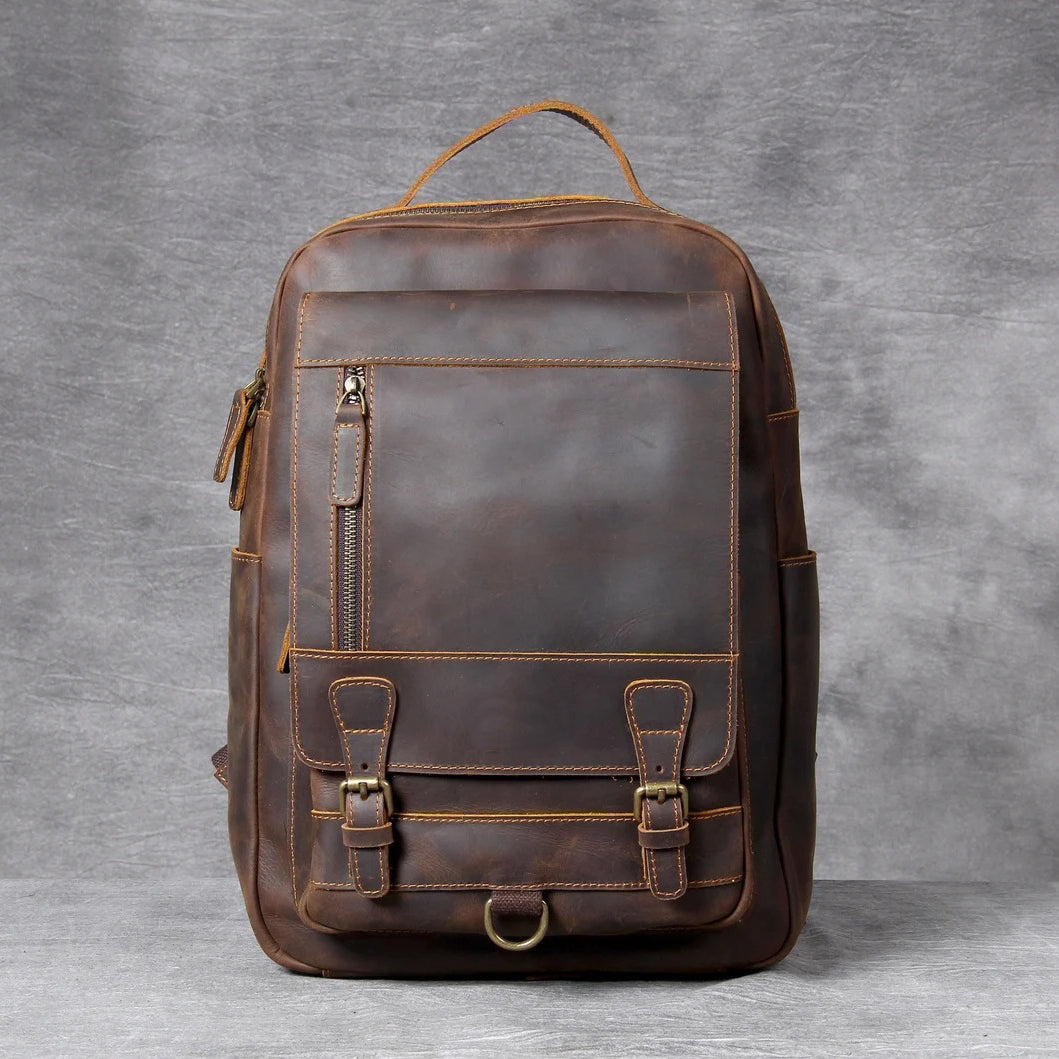 Leather Travel Backpack School Bag