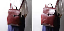 Load image into Gallery viewer, Classic Button Convertible Leather Backpack Bag School Purse for Women
