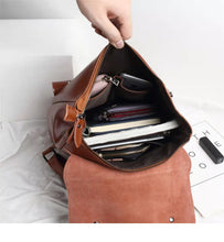 Load image into Gallery viewer, Brown Leather Backpack for Women Men

