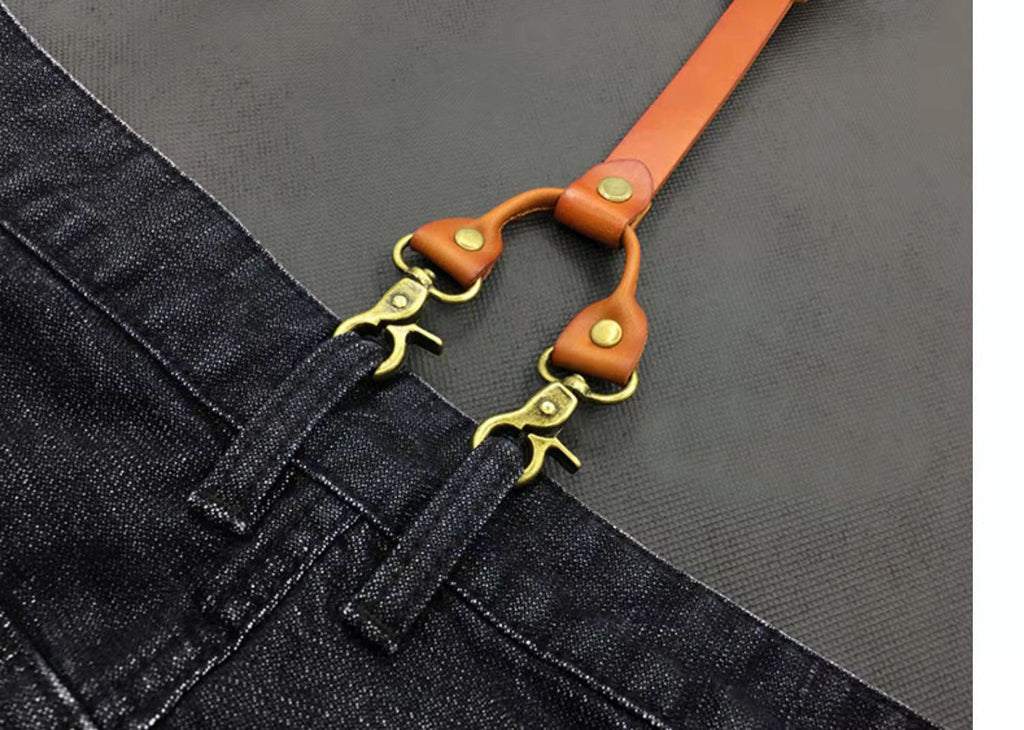 Men Genuine Leather Suspenders