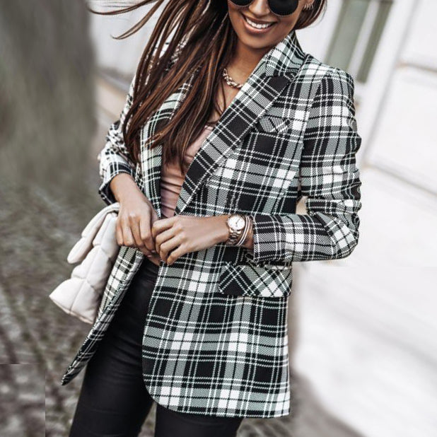 Modern Tartan Lapel Coat