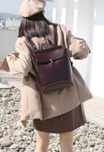 Load image into Gallery viewer, Burgundy Leather Backpack

