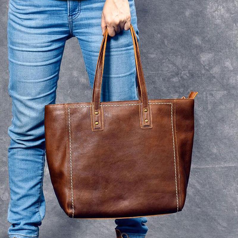 Classic Full Grain Leather Women's Tote Bag