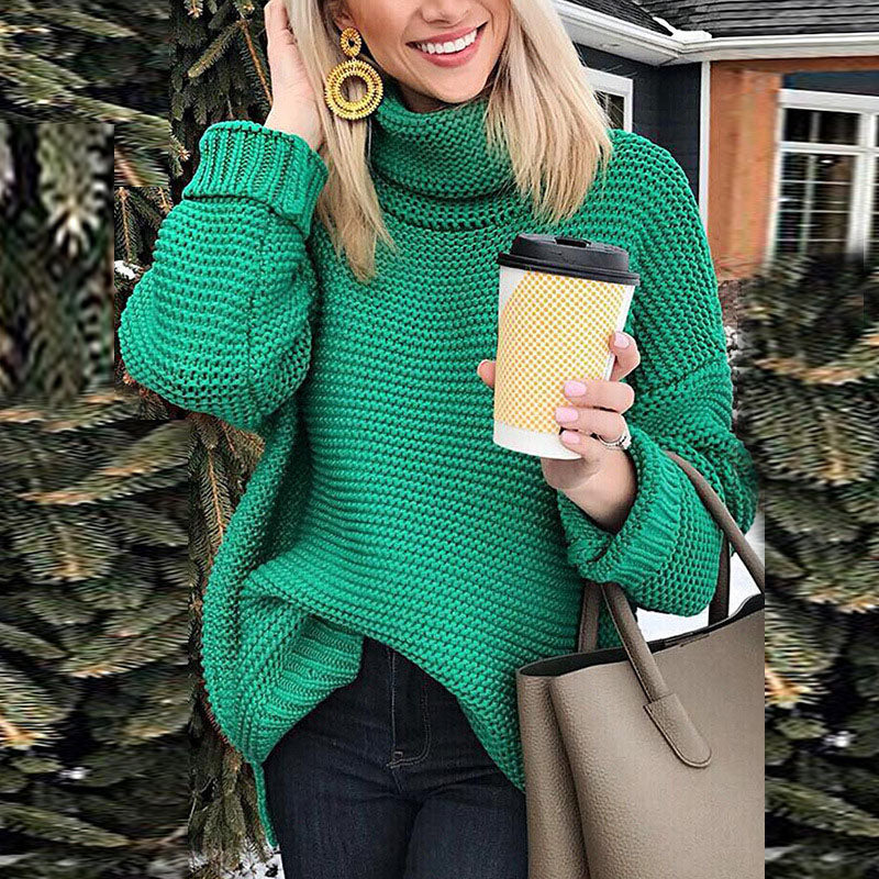 Green Turtle Neck Long Sleeve Sweater