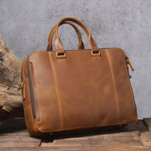 Handmade Vintage Leather Laptop Bag Men Briefcase
