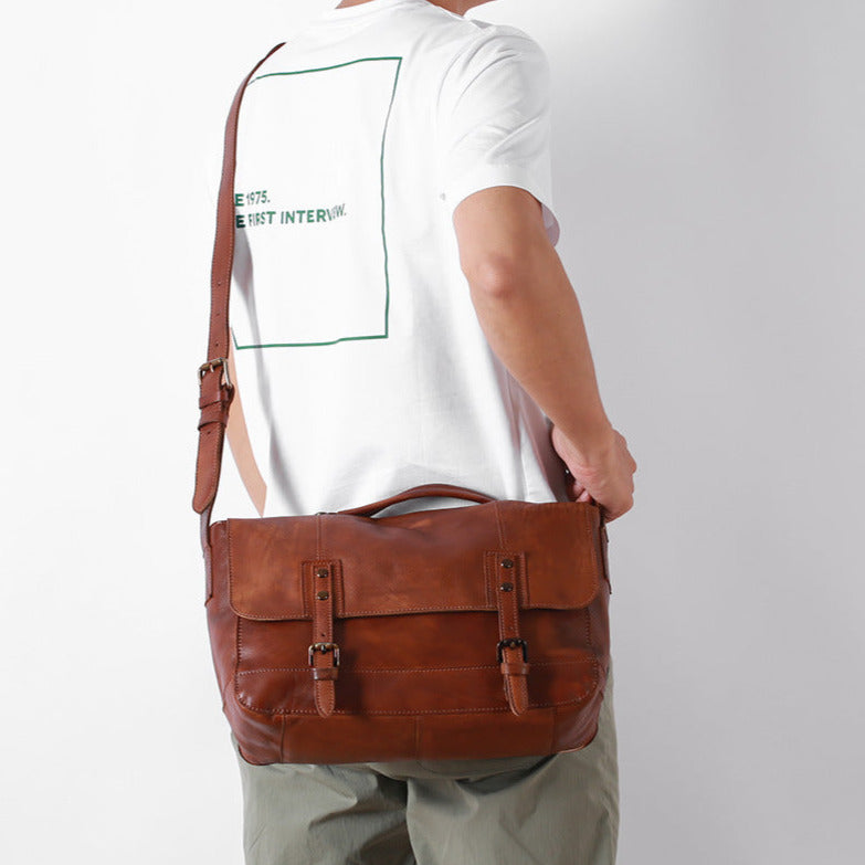 Houston Full Grain Leather Messenger Bag