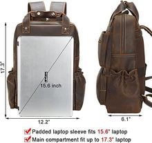 Load image into Gallery viewer, Leather School Backpack for Men 17.3 Inch Laptop Bag Large Capacity School Business Travel Daypack
