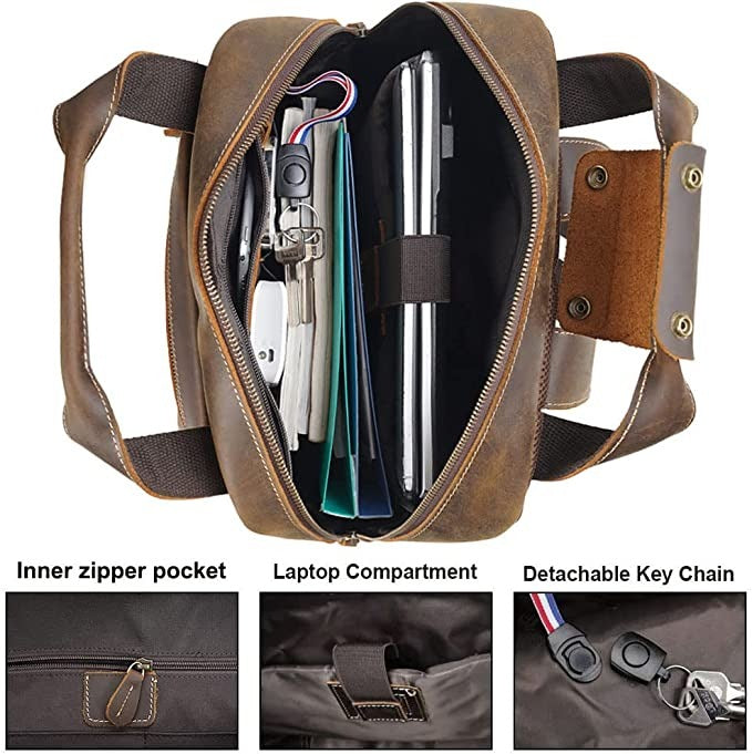 Leather School Backpack for Men 17.3 Inch Laptop Bag Large Capacity School Business Travel Daypack