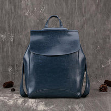 Load image into Gallery viewer, Blue Cute Leather College Backpack
