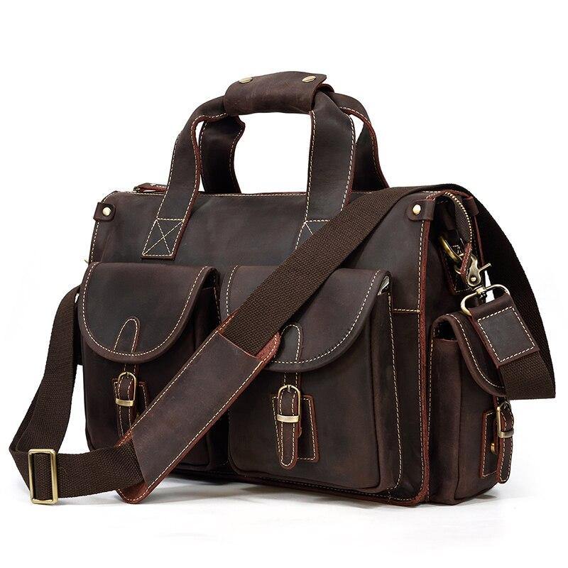 Detroit Full Grain Leather Briefcase Bag
