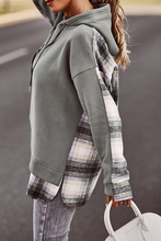 Load image into Gallery viewer, Trendy Plaid Patchwork Hooded Sweatshirt
