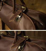 Load image into Gallery viewer, Coffee Full Grain Leather Travel Duffle Weekend Bag
