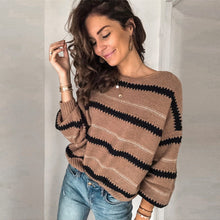 Load image into Gallery viewer, Brown Stripped Long Sleeve Sweater

