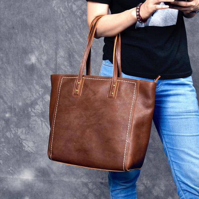 Classic Full Grain Leather Women's Tote Bag