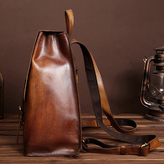 Vintage Womens Brown Leather Backpack Purse Cool Backpacks For Women