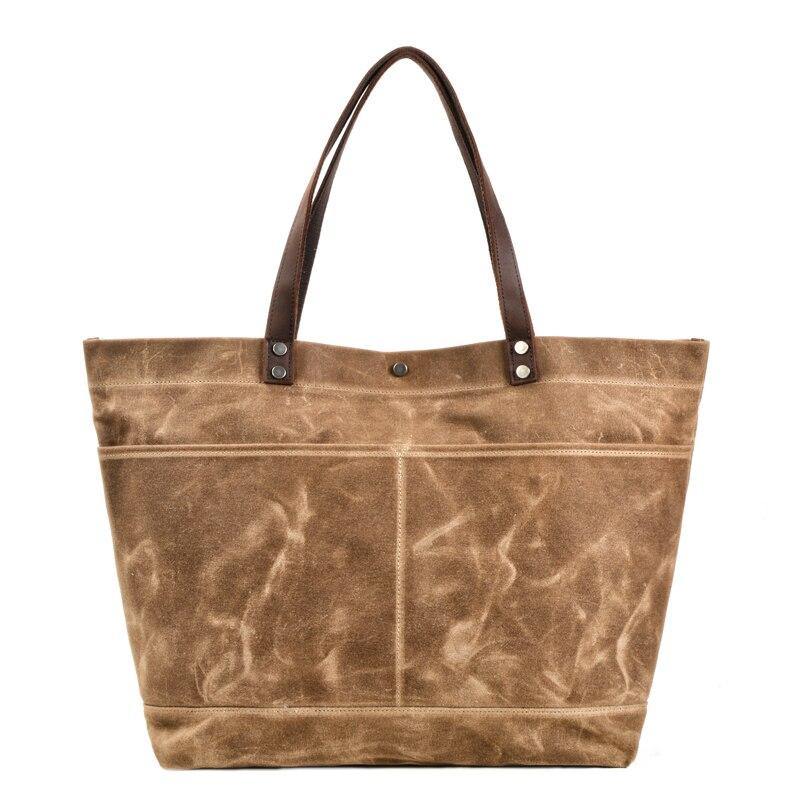 Gemma Waxed Canvas Full Grain Leather Tote Bag