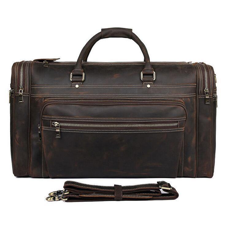 Boston Full Grain Leather Travel Duffel Bag