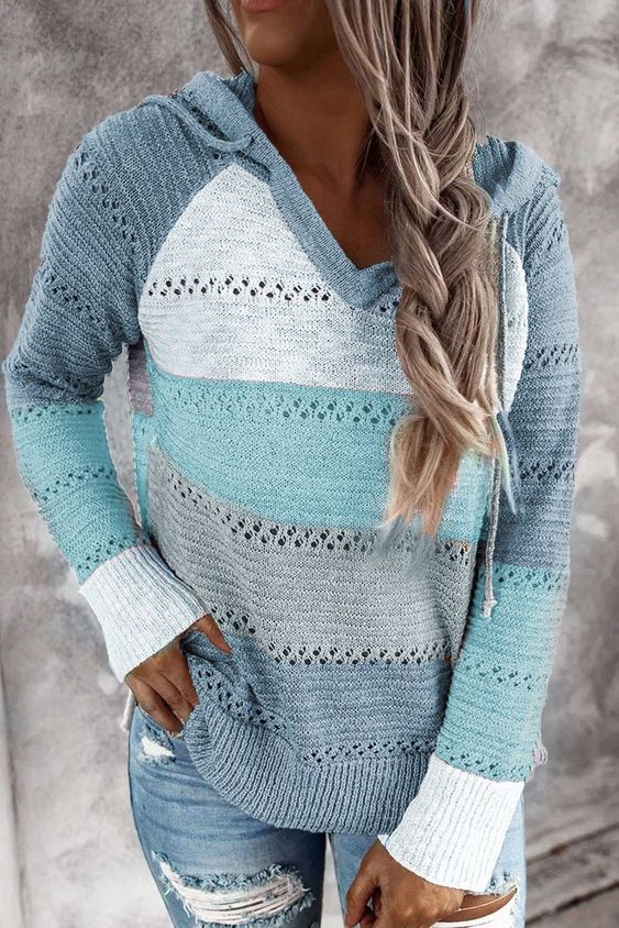 Blue Stripped Long Sleeve Sweater