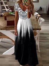 Load image into Gallery viewer, White and Black Print Maxi Dress
