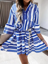 Load image into Gallery viewer, Stripes Print Tiered Mini Dress
