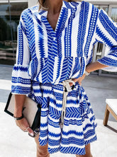 Load image into Gallery viewer, Stripes Print Tiered Mini Dress
