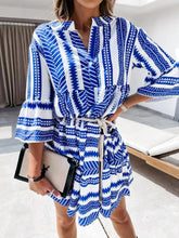 Load image into Gallery viewer, Stripes Print Tiered Mini Dress

