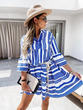 Load image into Gallery viewer, Stripes Print Tiered Mini Dress

