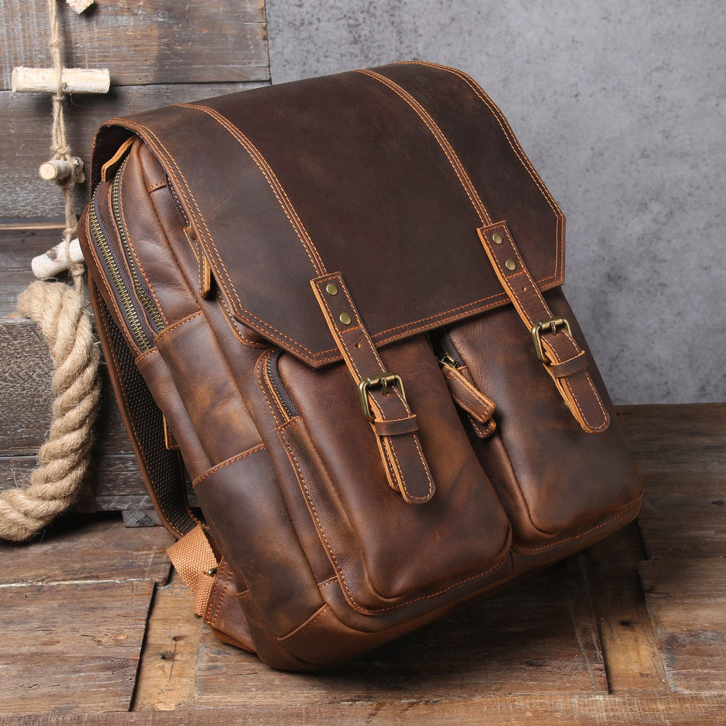 Full Grain Leather Bag Travel Backpack