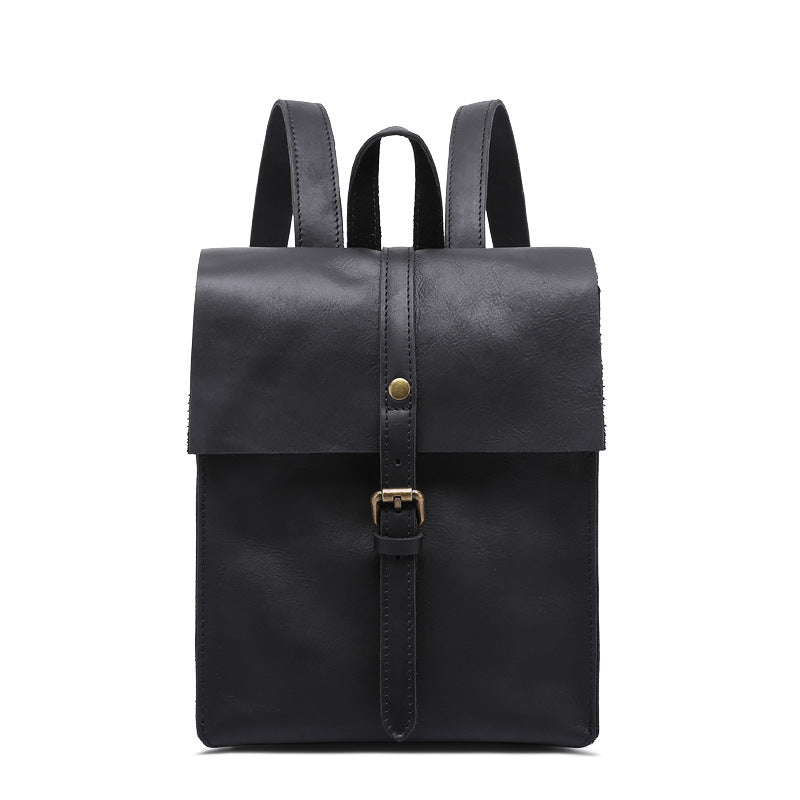 Black Leather Backpack for women