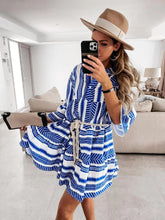 Load image into Gallery viewer, Stripes Print Tiered Mini Dress
