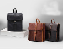 Load image into Gallery viewer, Black Leather Backpack for women
