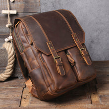Load image into Gallery viewer, Full Grain Leather Bag Travel Backpack
