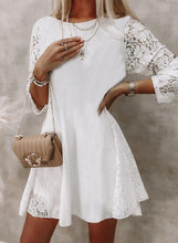 Load image into Gallery viewer, 3/4 Lace Sleeve Little White Dress
