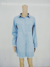 Load image into Gallery viewer, Light Blue Buttons Down Denim Mini Dress
