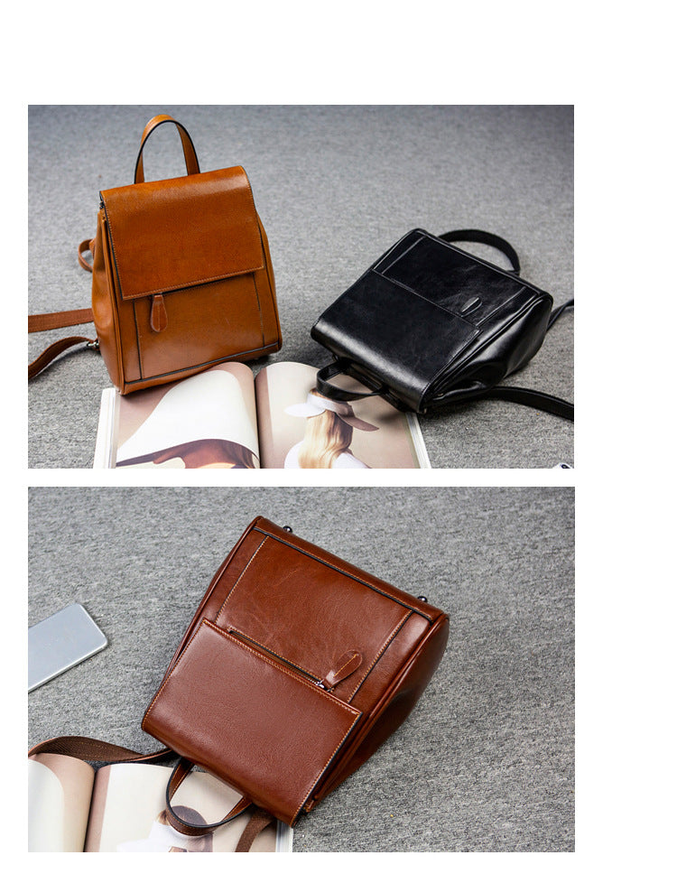 Coffee Handmade Leather Backpack