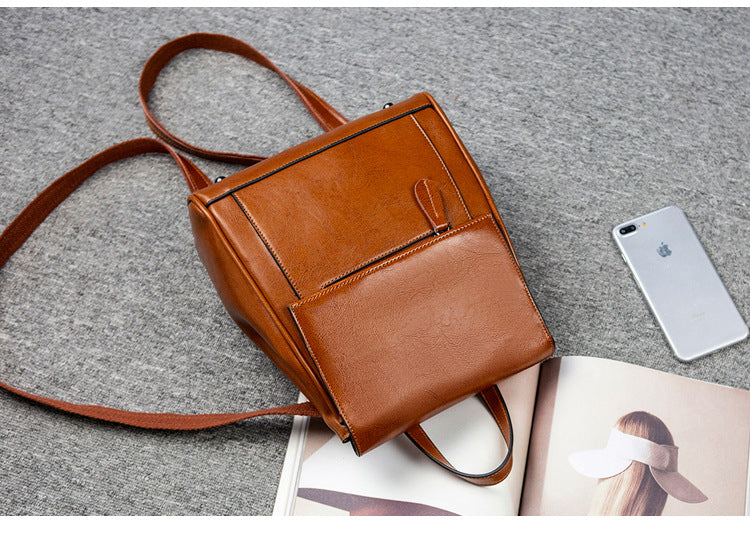 Coffee Handmade Leather Backpack