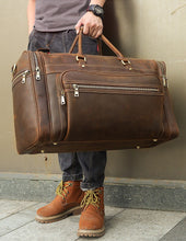 Load image into Gallery viewer, Brown Large Trave Weekender Leather Duffel Bag
