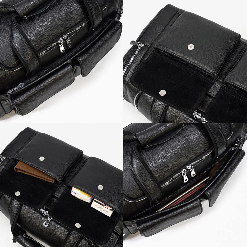 Black Leather Duffel Bag Large Travel Weekender Bag Groomsmen Gift