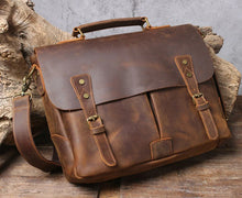 Load image into Gallery viewer, Handmade Full Grain Rustic Leather Messenger Bag
