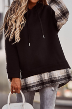 Load image into Gallery viewer, Trendy Plaid Patchwork Hooded Sweatshirt
