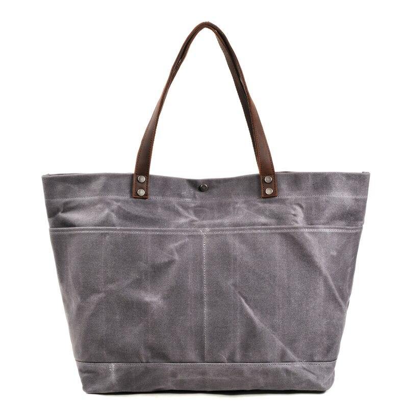 Gemma Waxed Canvas Full Grain Leather Tote Bag