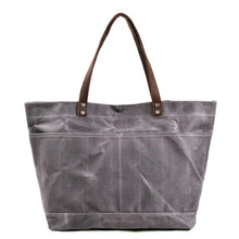 Load image into Gallery viewer, Gemma Waxed Canvas Full Grain Leather Tote Bag
