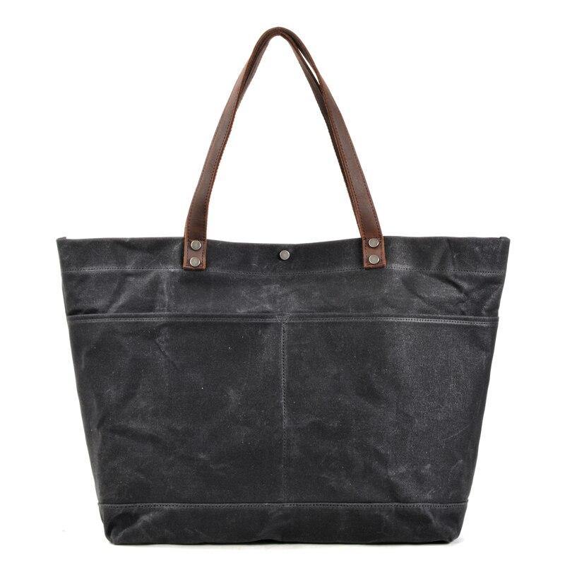 Gemma Waxed Canvas Full Grain Leather Tote Bag