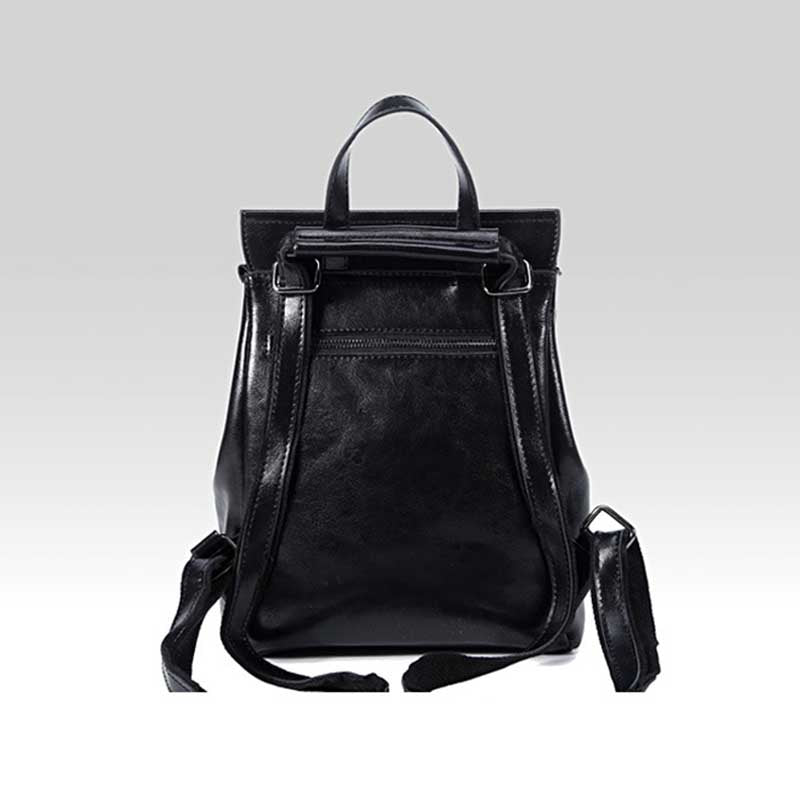 Black Zipper Convertible Leather Backpack