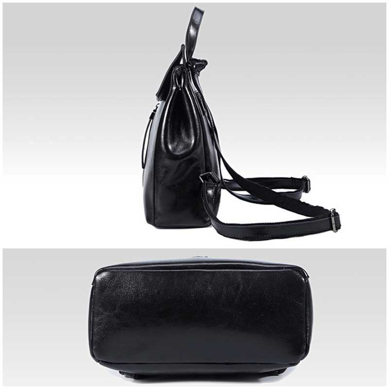 Black Zipper Convertible Leather Backpack