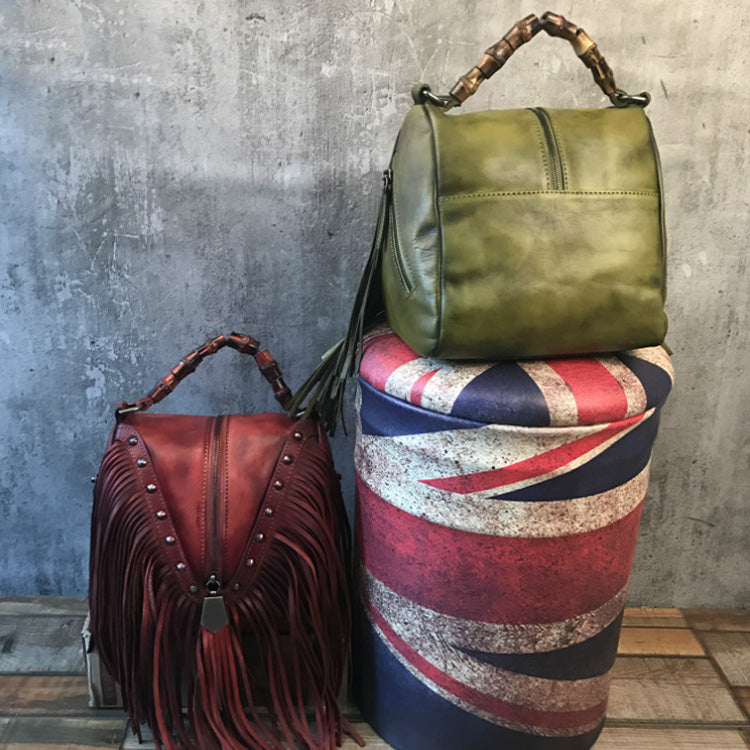 Boho Leather Crossbody Fringe Handbag