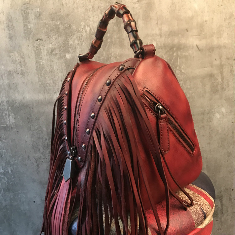 Boho Leather Crossbody Fringe Handbag