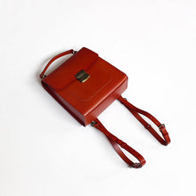 Load image into Gallery viewer, Brown Womens Square Leather Satchel Backpack Purse Small Rucksack For Women
